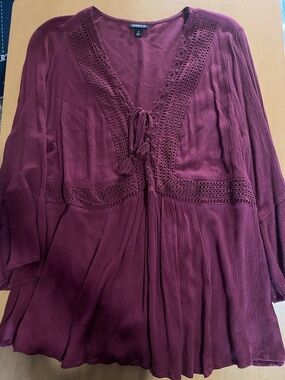 torrid plum crochet-trim peasant tunic